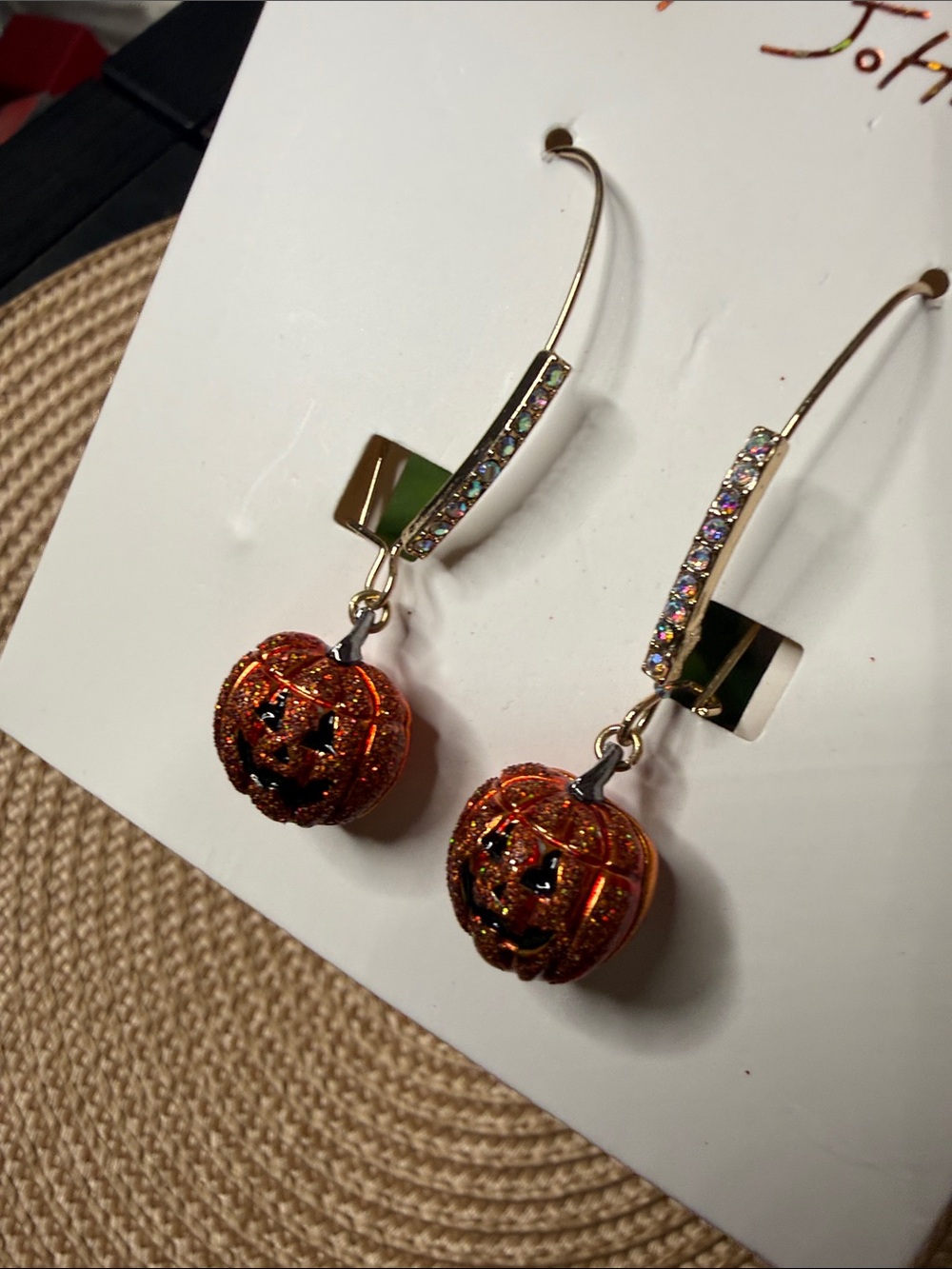 BETSEY Johnson 🎃 Jack of lantern Pumpkin Halloween Drop Earrings NWOT